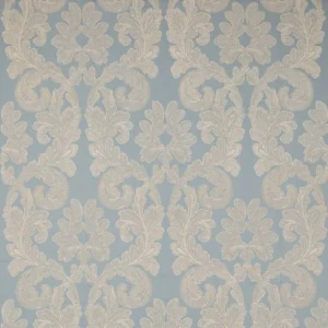 blue botanical embroideried fabric from Colefax & Fowler