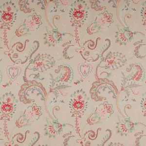 black-grey botanical embroideried fabric from Colefax & Fowler