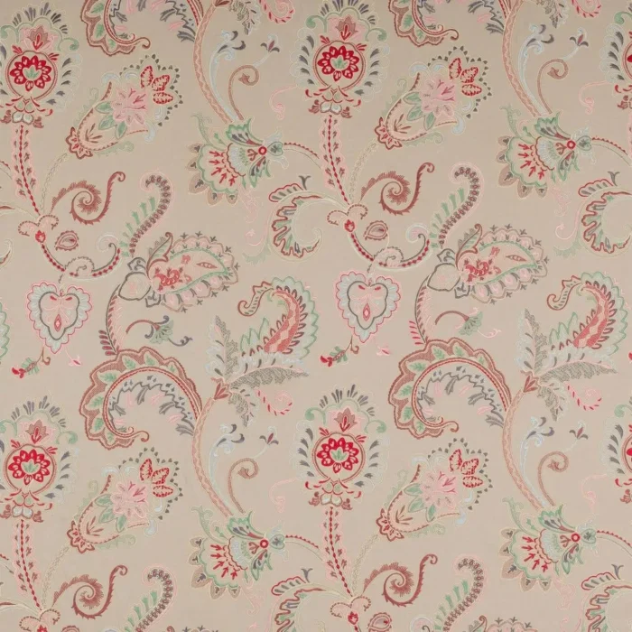Carsina Fabric - Red / Sage swatch