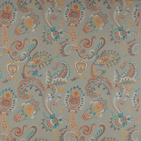blue botanical embroideried fabric from Colefax & Fowler