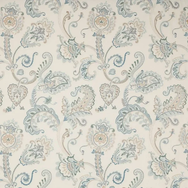 Carsina Fabric - Blue by blue botanical embroideried fabric from Colefax & Fowler