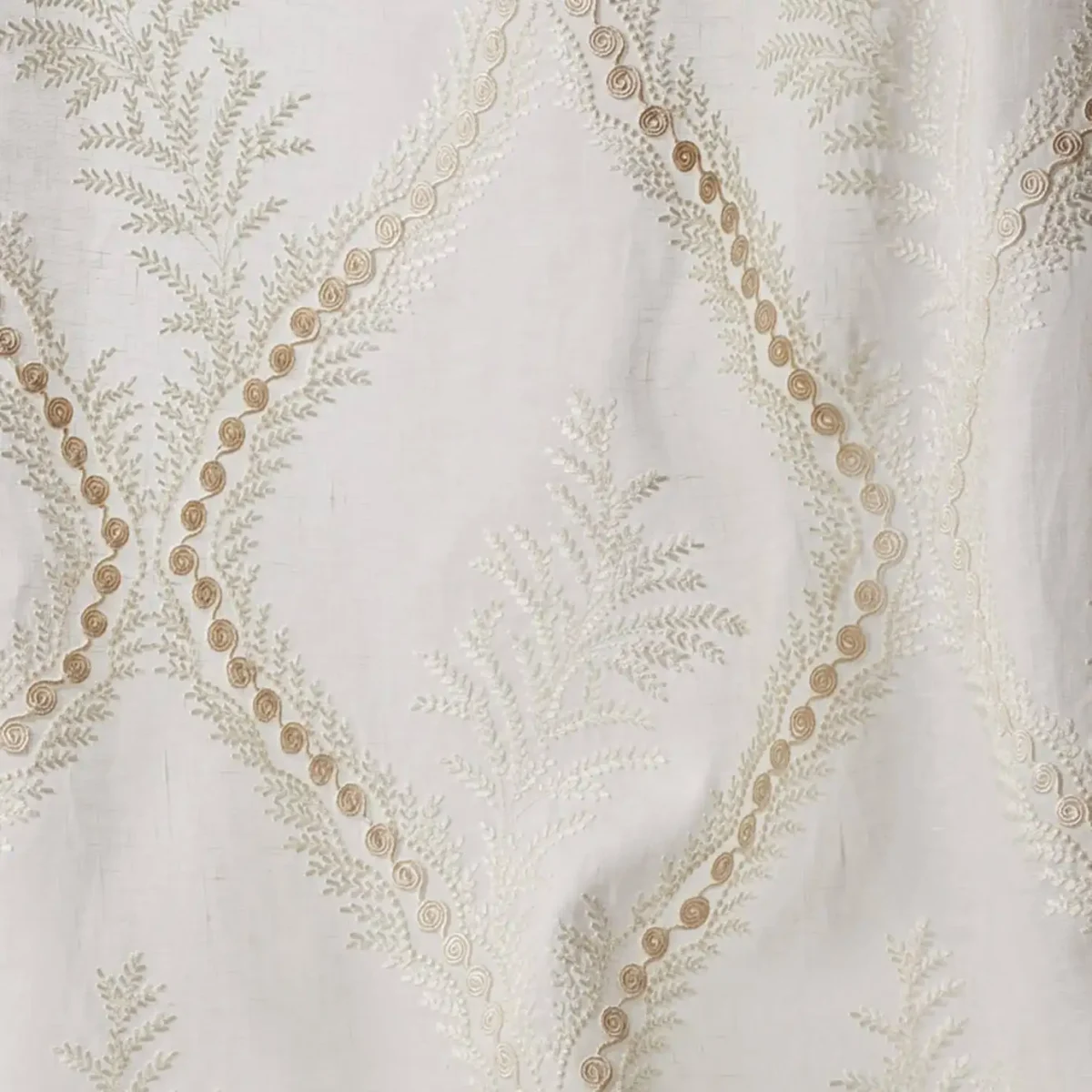 Coralie Fabric - Ivory by white botanical voile-sheer fabric from Colefax & Fowler