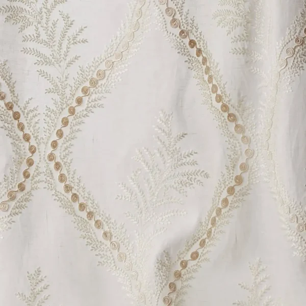 Coralie Fabric - Ivory by white botanical voile-sheer fabric from Colefax & Fowler