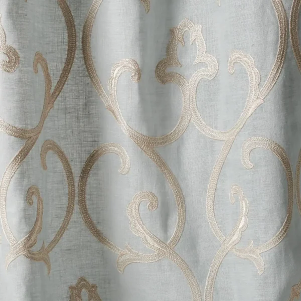 Fernley Fabric - Old Blue by blue botanical voile-sheer fabric from Colefax & Fowler