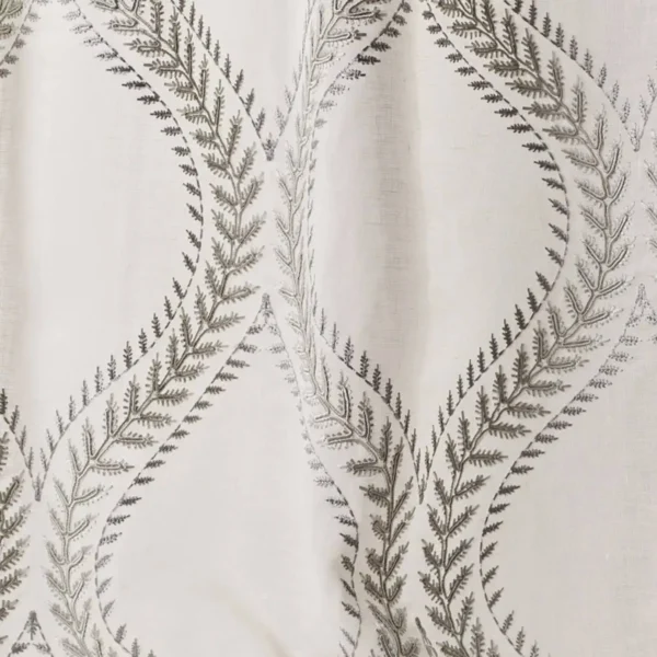 Oberon Fabric - Old Blue by black-grey botanical voile-sheer fabric from Colefax & Fowler