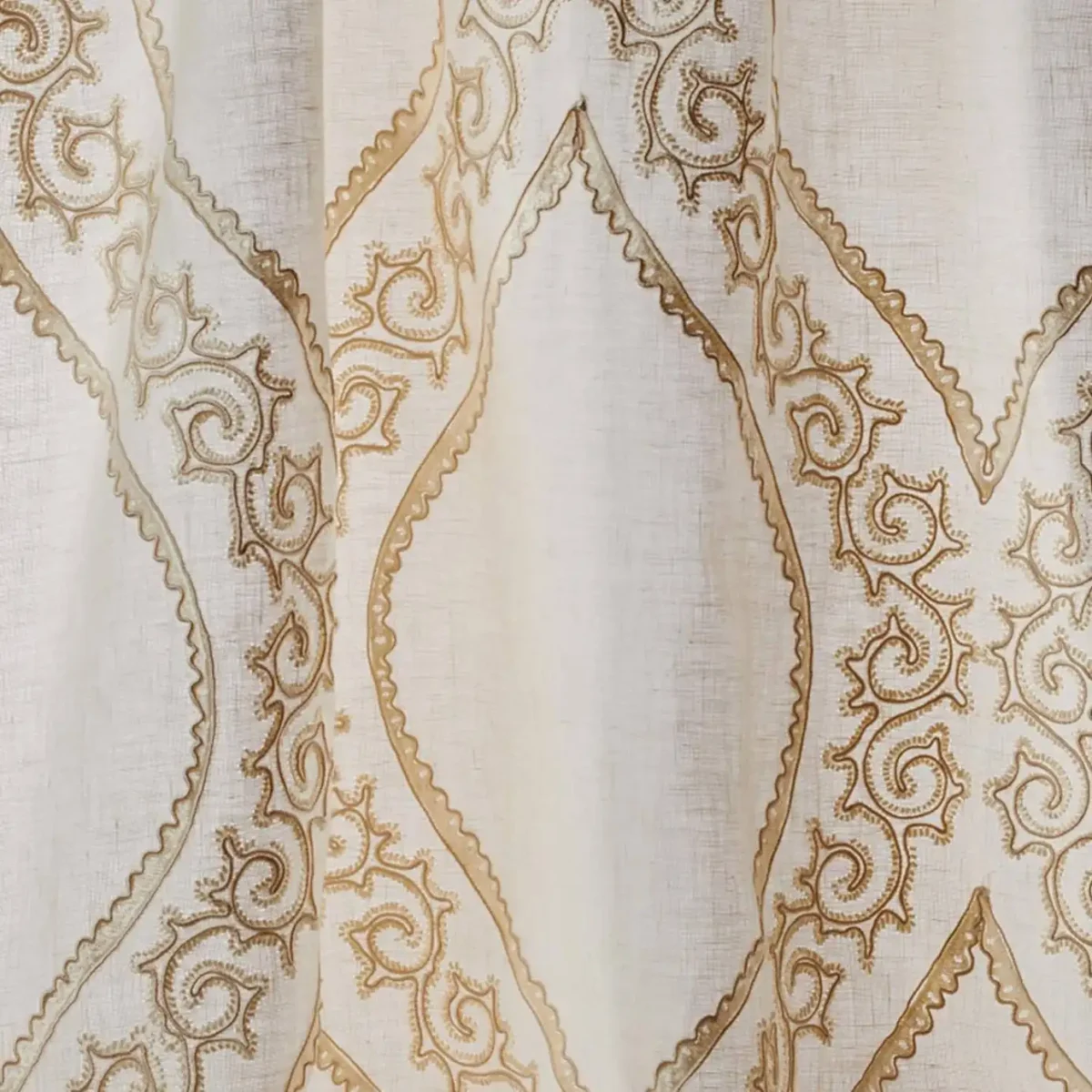 Lysander Fabric - Ivory by white contemporary embroideried fabric from Colefax & Fowler