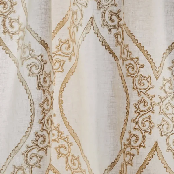 Lysander Fabric - Ivory by white contemporary embroideried fabric from Colefax & Fowler