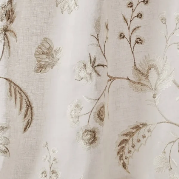 Kalina Fabric - Ivory by white botanical voile-sheer fabric from Colefax & Fowler