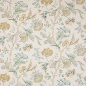 blue botanical linen fabric from Colefax & Fowler