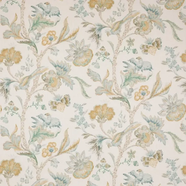 Belvedere Fabric - Old Blue by blue botanical linen fabric from Colefax & Fowler