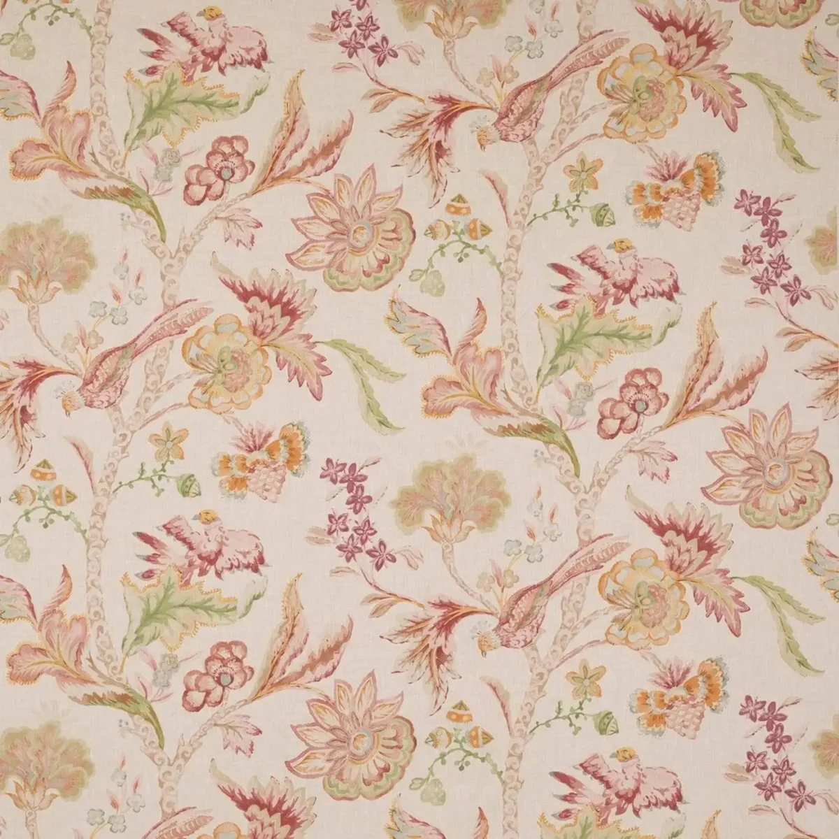 Belvedere Fabric - Tomato / Sand by red botanical linen fabric from Colefax & Fowler