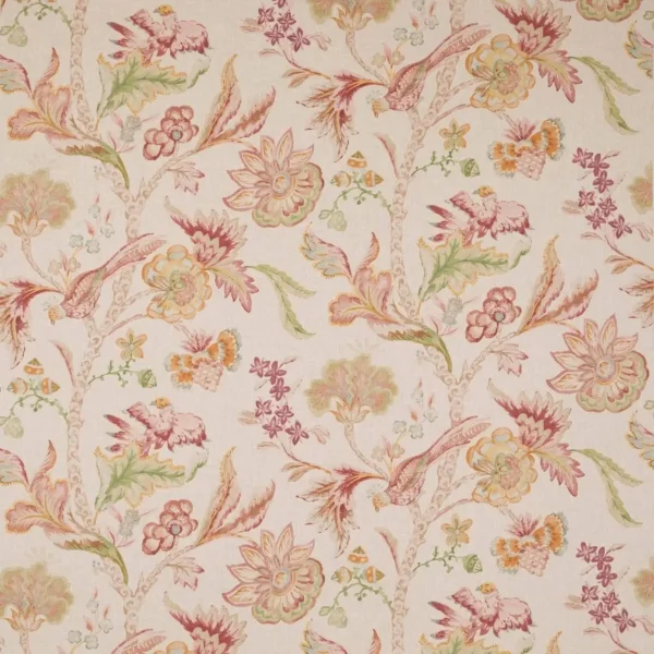 red botanical linen fabric from Colefax & Fowler