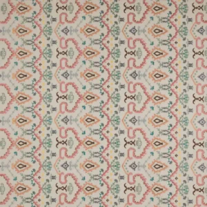 multicolour traditional embroideried fabric from Colefax & Fowler