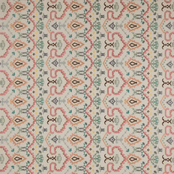 multicolour traditional embroideried fabric from Colefax & Fowler
