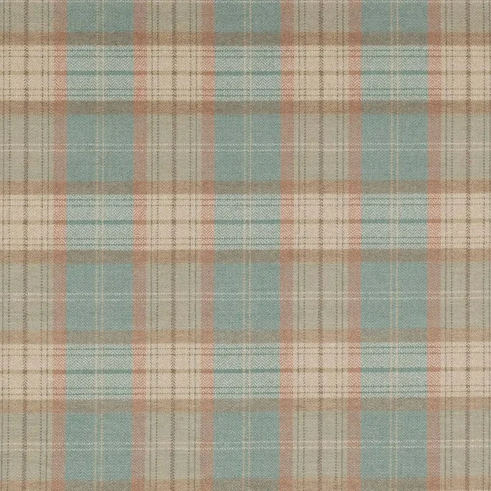 Carrick Plaid Fabric - Jade / Tomato swatch