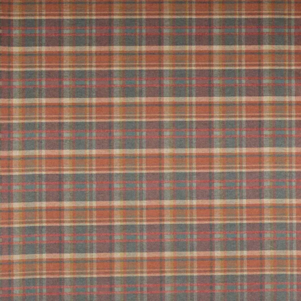 Magnus Plaid Fabric - Navy / Sienna by blue checked woven fabric from Colefax & Fowler