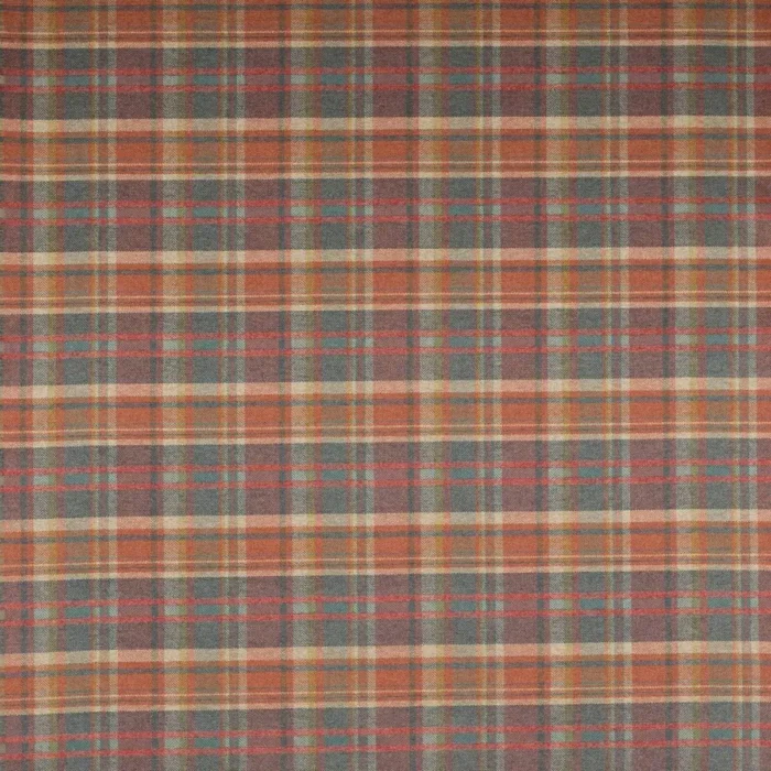 Magnus Plaid Fabric - Navy / Sienna swatch