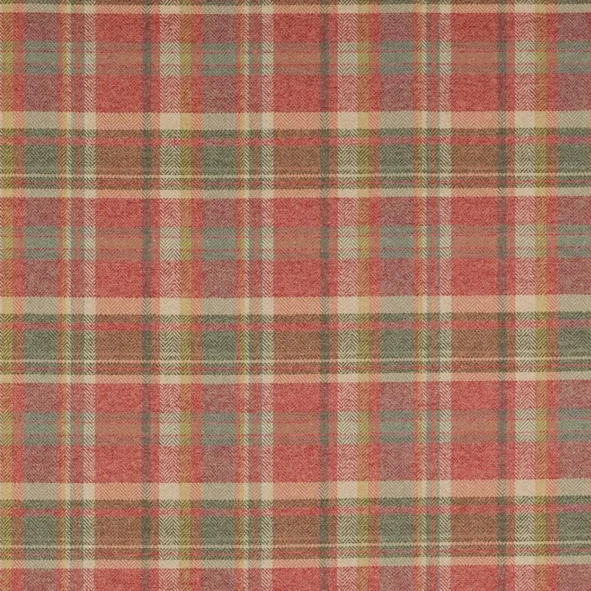 Magnus Plaid Fabric - Red / Green by green checked woven fabric from Colefax & Fowler