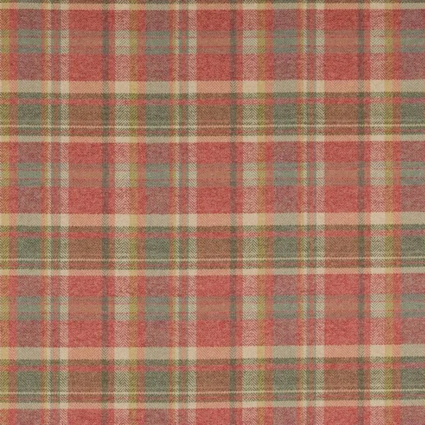 Magnus Plaid Fabric - Red / Green by green checked woven fabric from Colefax & Fowler