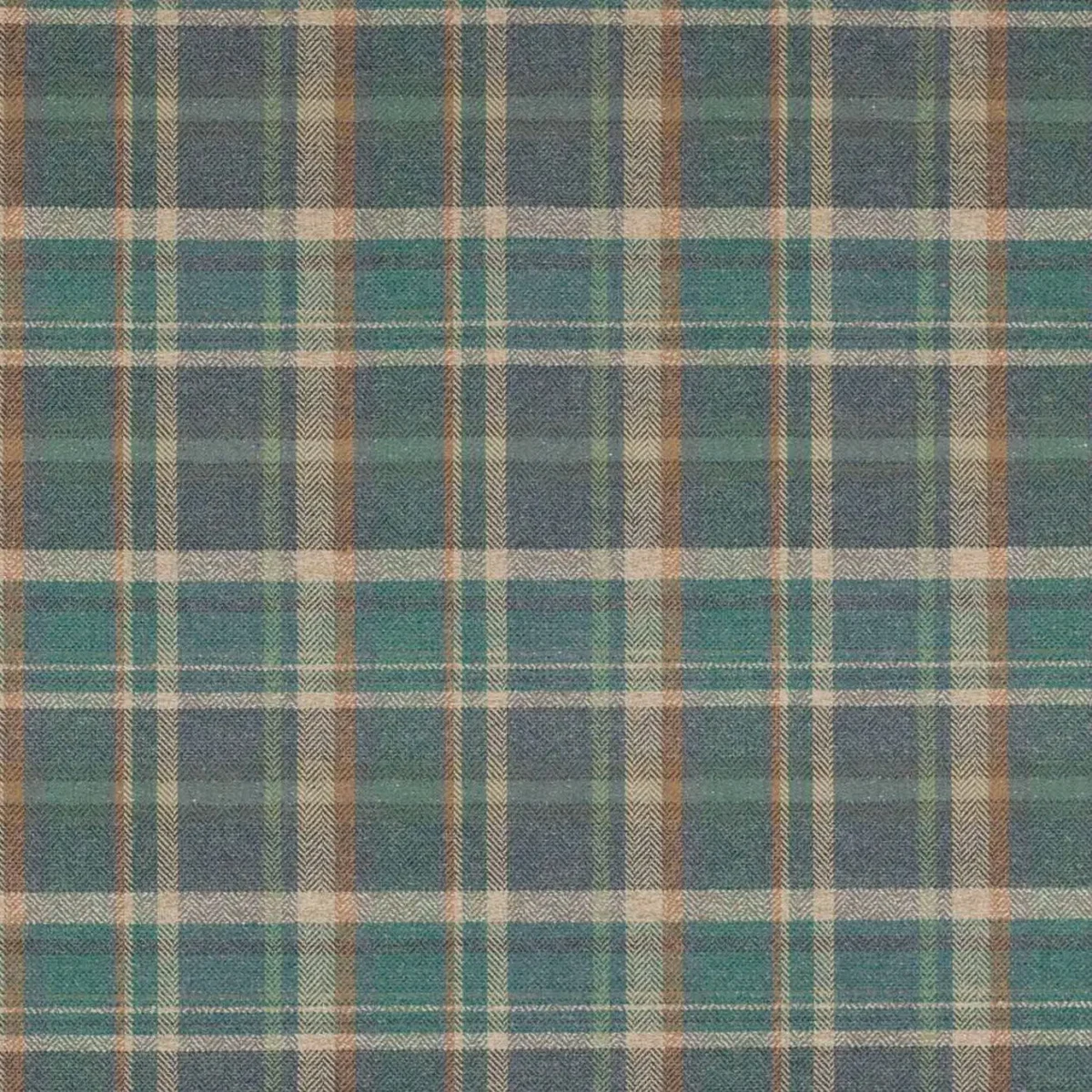 Magnus Plaid Fabric - Blue / Teal by blue checked woven fabric from Colefax & Fowler