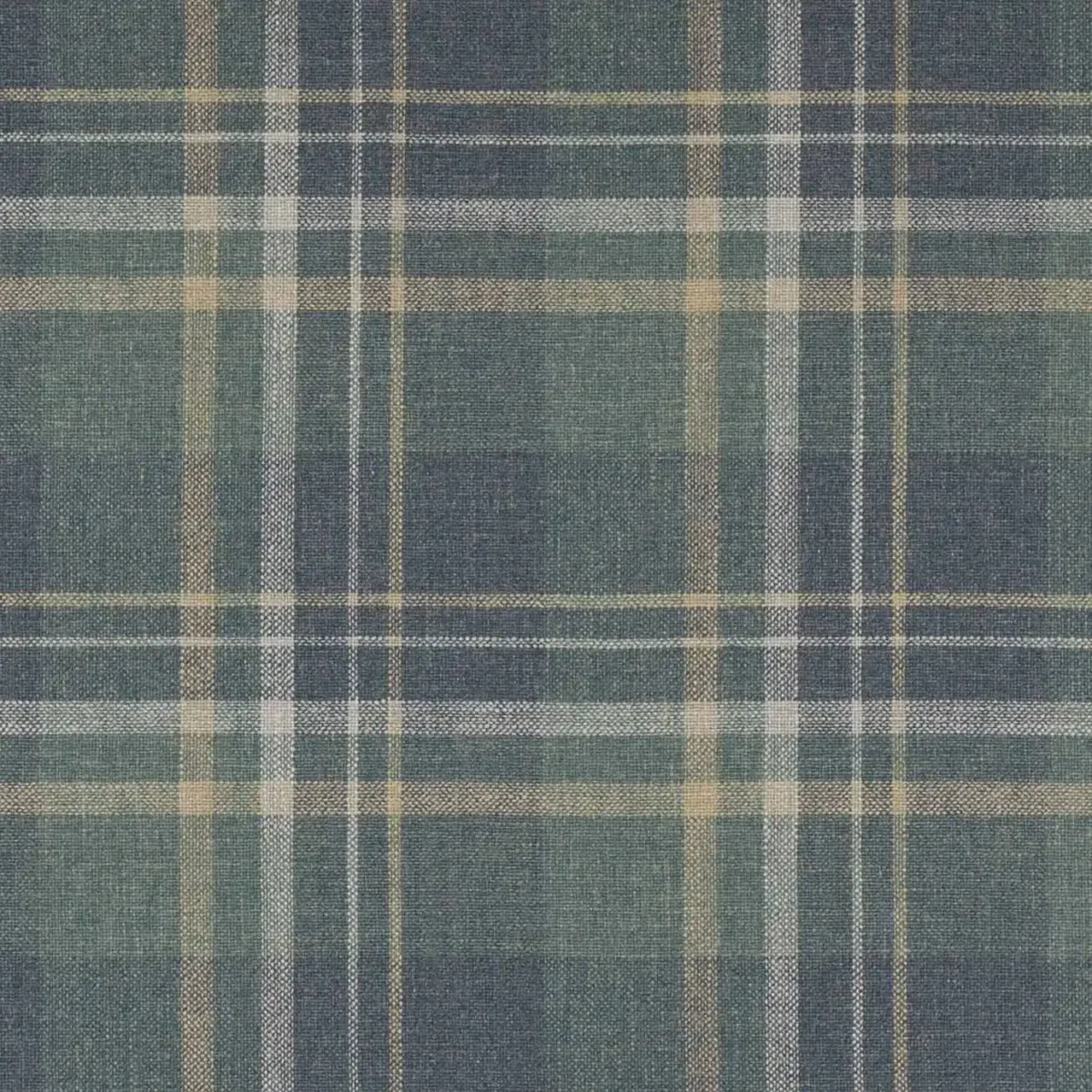 Donovan Plaid Fabric - Navy / Teal by blue checked woven fabric from Colefax & Fowler
