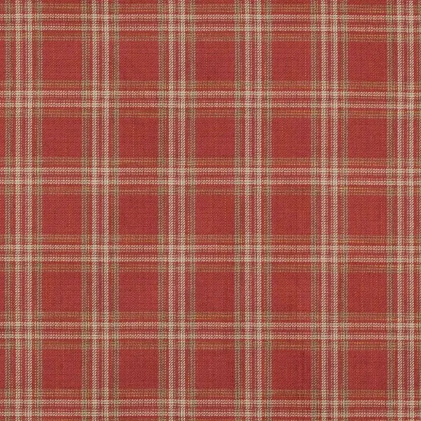 Bowen Check Fabric - Red by red checked woven fabric from Colefax & Fowler
