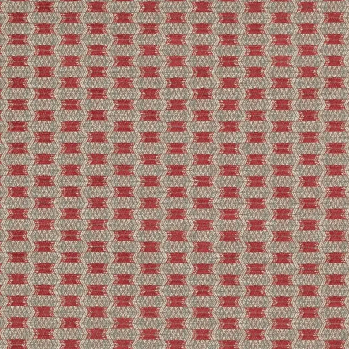 Casey Fabric - Red by black-grey geometric jacquard fabric from Colefax & Fowler