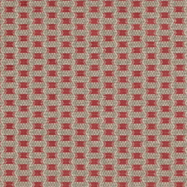 Casey Fabric - Red by black-grey geometric jacquard fabric from Colefax & Fowler
