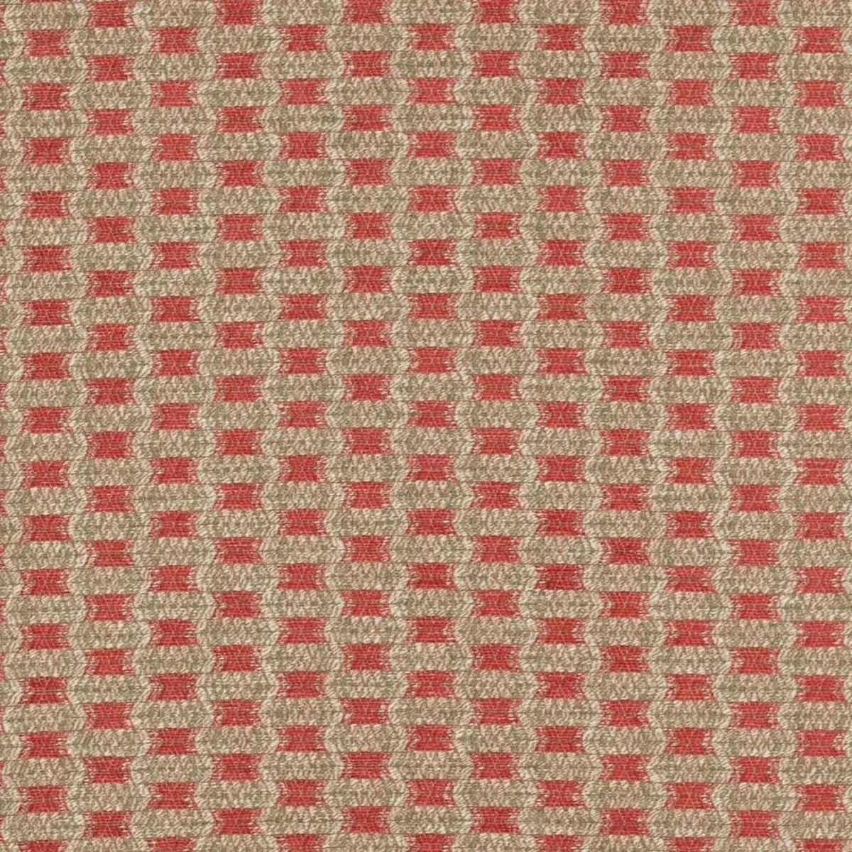 red geometric jacquard fabric from Colefax & Fowler