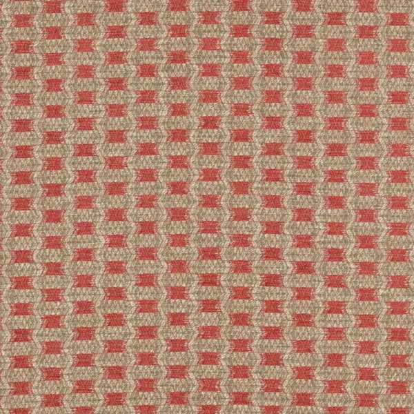 red geometric jacquard fabric from Colefax & Fowler