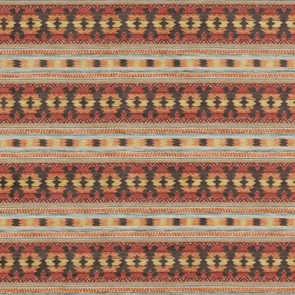 Dorian Fabric - Tomato / Ochre by multicolour traditional jacquard fabric from Colefax & Fowler