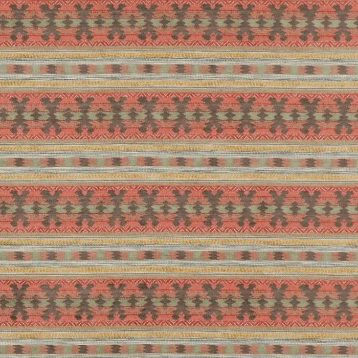 Dorian Fabric - Tomato / Green swatch