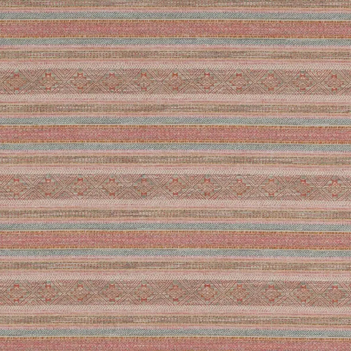 Silas Fabric - Pink / Sienna by multicolour striped woven fabric from Colefax & Fowler