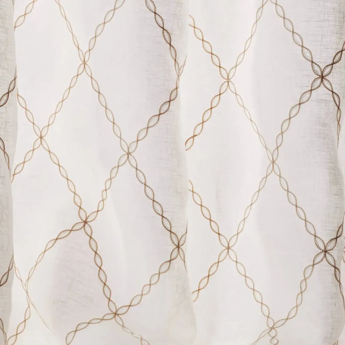 white geometric voile-sheer fabric from Colefax & Fowler