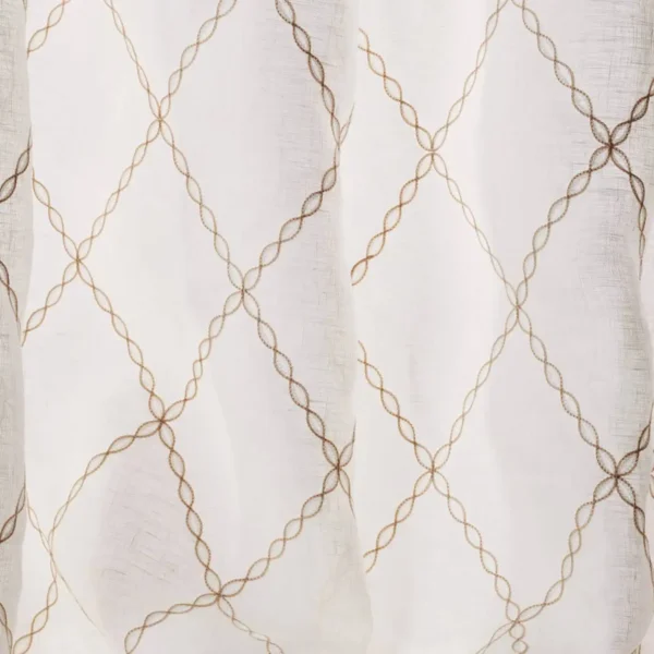 Lucina Fabric - Beige by white geometric voile-sheer fabric from Colefax & Fowler