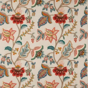 multicolour botanical embroideried fabric from Colefax & Fowler