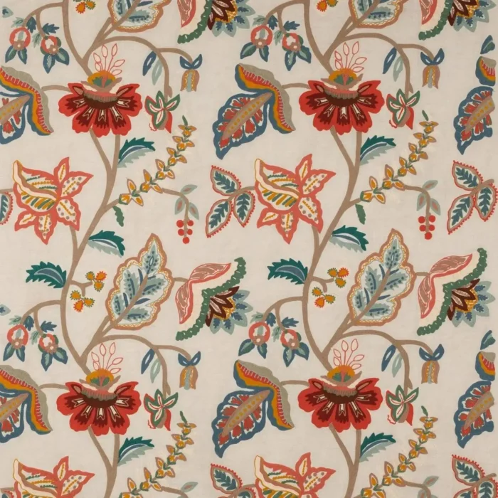 Somerton Fabric - Tomato / Blue swatch
