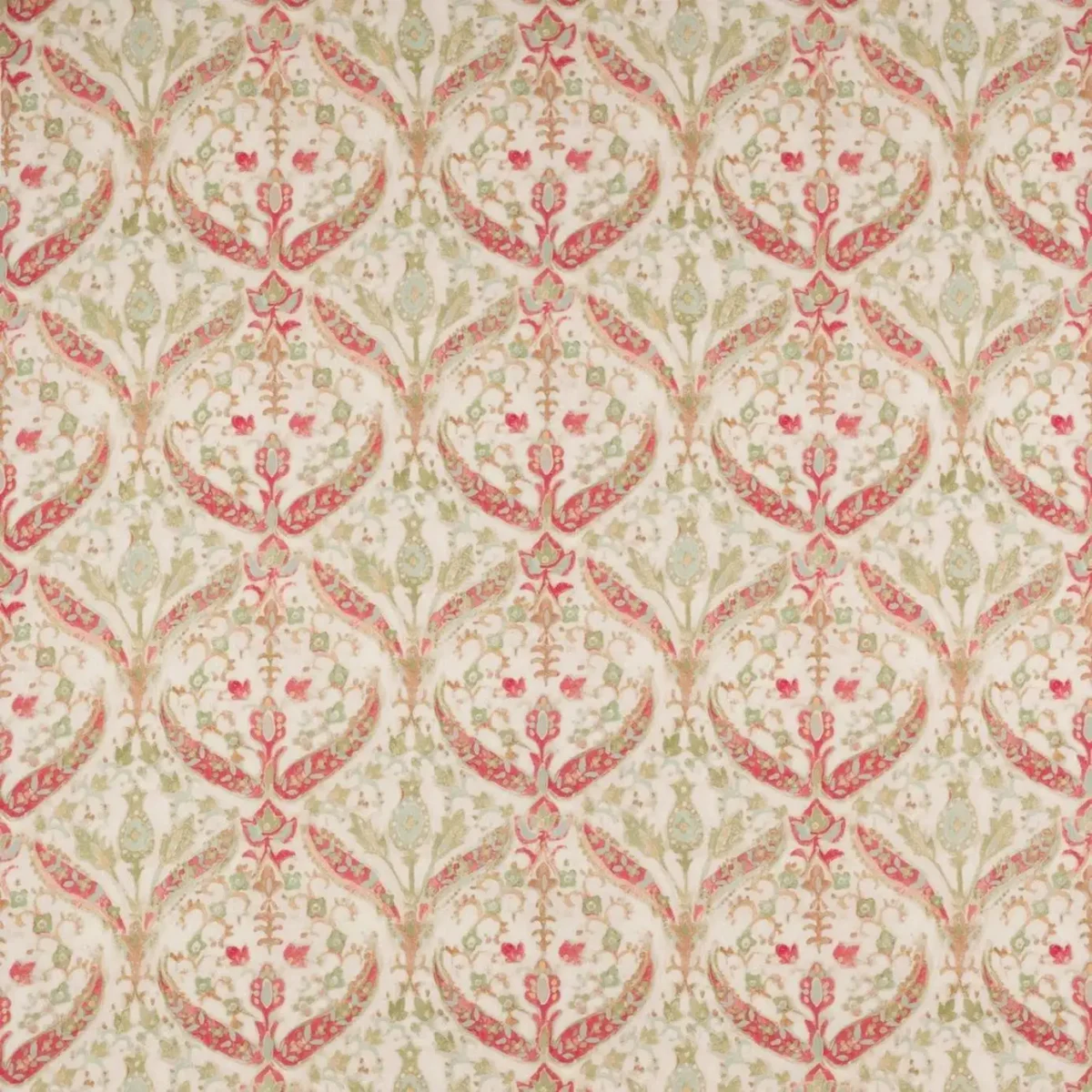 Yasamin Fabric - Red / Green by green traditional linen fabric from Colefax & Fowler