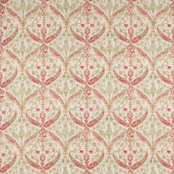 Yasamin Fabric - Red / Green by green traditional linen fabric from Colefax & Fowler