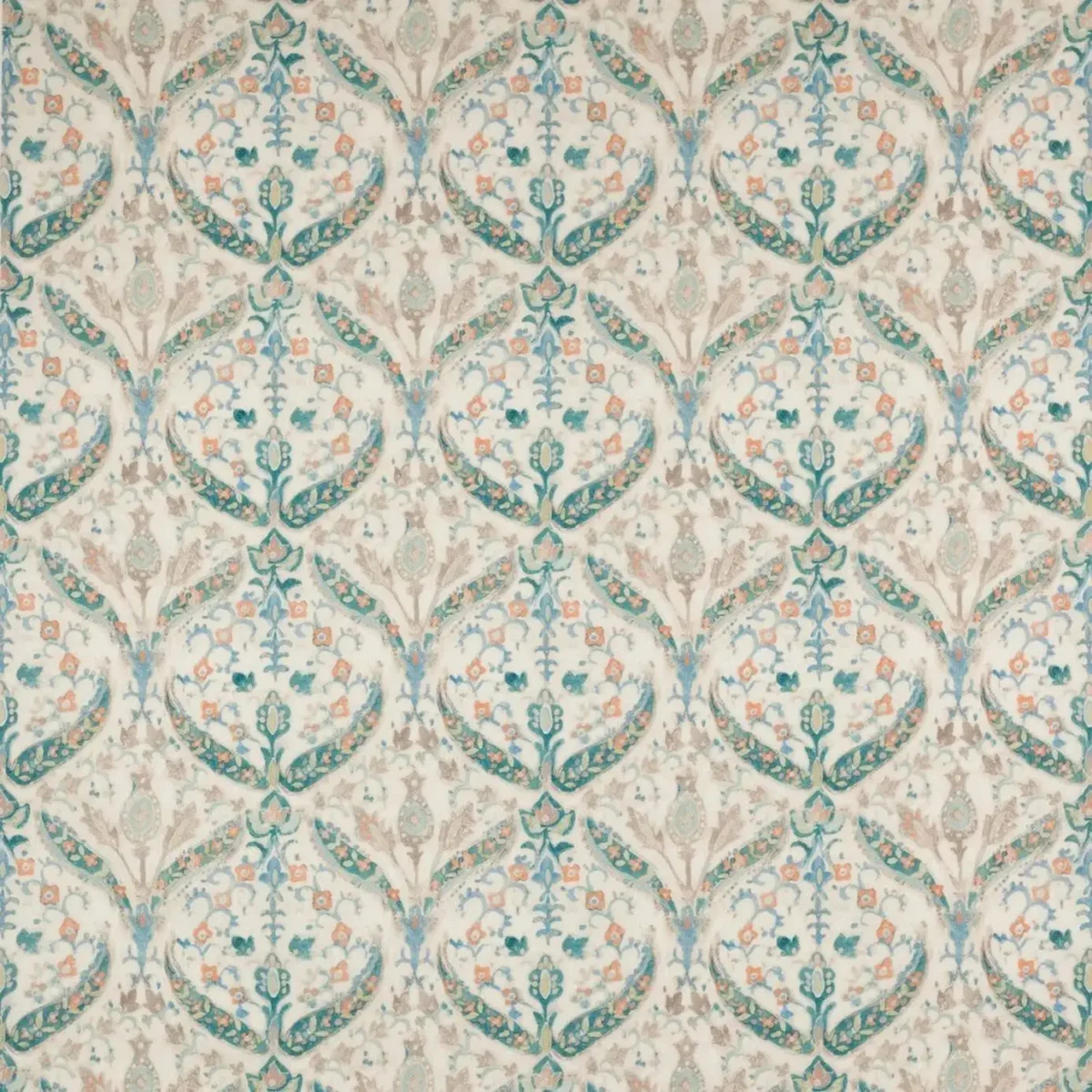 Yasamin Fabric - Blue / Jade by blue traditional linen fabric from Colefax & Fowler