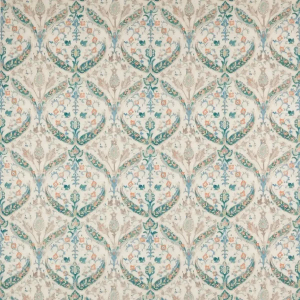Yasamin Fabric - Blue / Jade by blue traditional linen fabric from Colefax & Fowler
