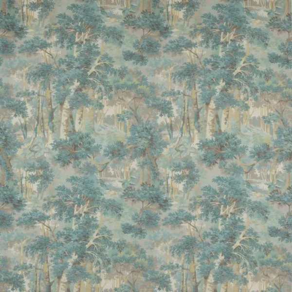 blue botanical linen fabric from Colefax & Fowler