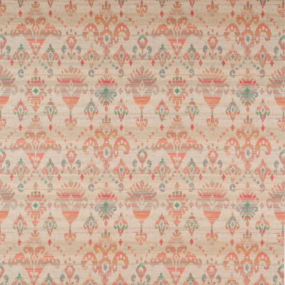 Brunello Fabric - Red / Green by multicolour traditional linen fabric from Colefax & Fowler