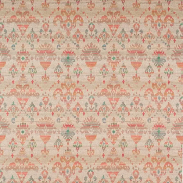 Brunello Fabric - Red / Green by multicolour traditional linen fabric from Colefax & Fowler