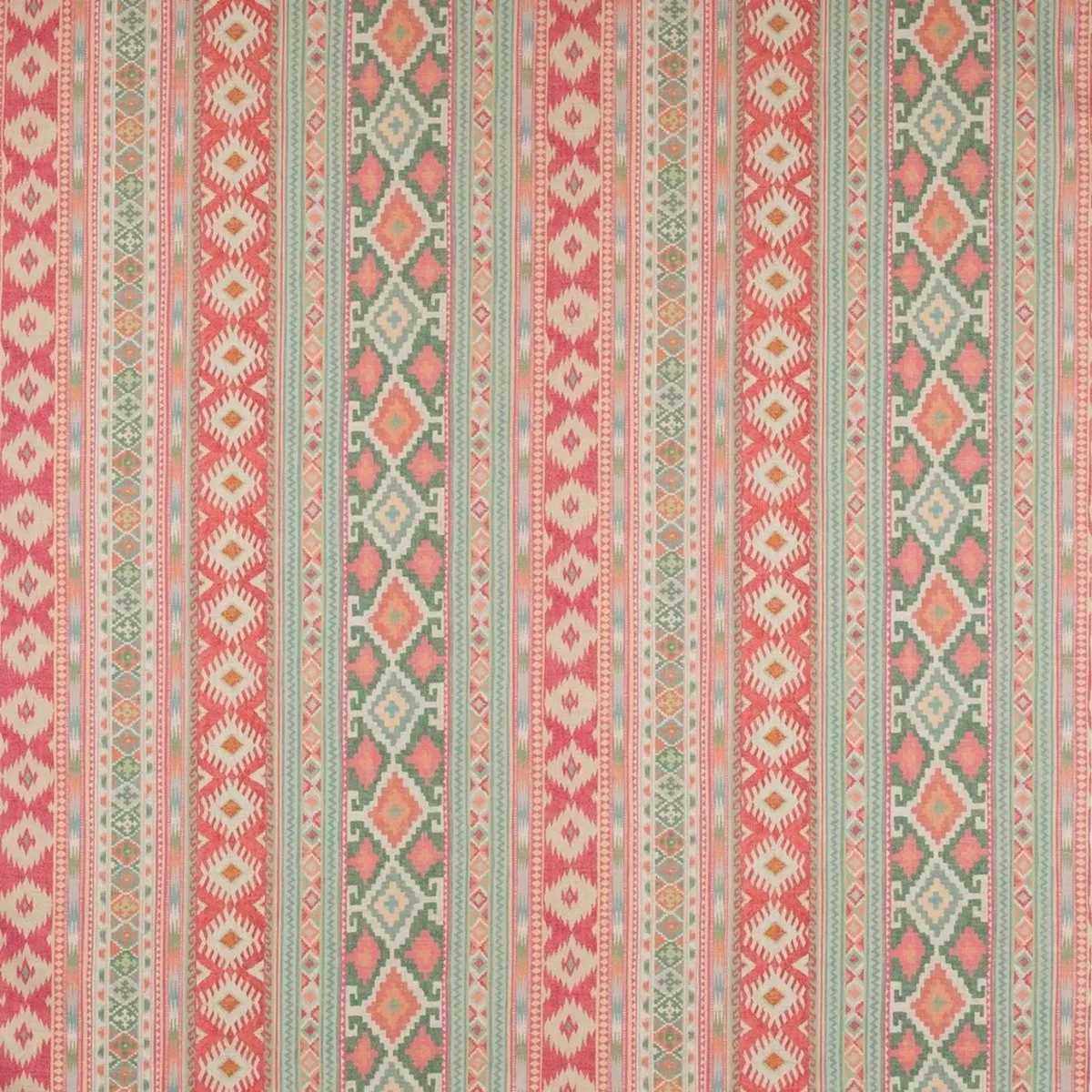 Delgado Fabric - Tomato / Sage by green traditional printed fabric from Colefax & Fowler