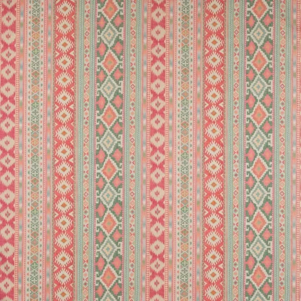 Delgado Fabric - Tomato / Sage by green traditional printed fabric from Colefax & Fowler