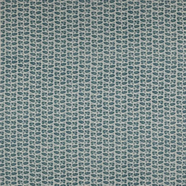 Leaf Stripe Fabric - Blue by blue botanical linen fabric from Colefax & Fowler
