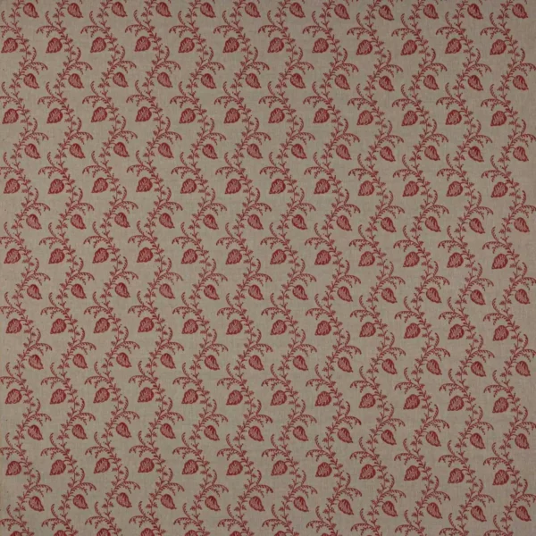 red botanical linen fabric from Colefax & Fowler