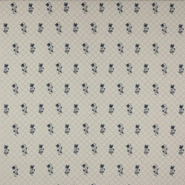 Berkley Spring Fabric - Navy Blue by blue botanical linen fabric from Colefax & Fowler