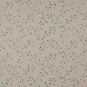 blue botanical embroideried fabric from Colefax & Fowler